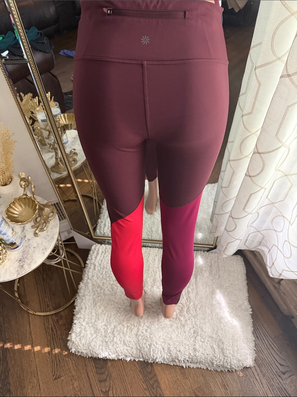 Athleta Colorblock Leggings in Burgundy, Magenta & Red